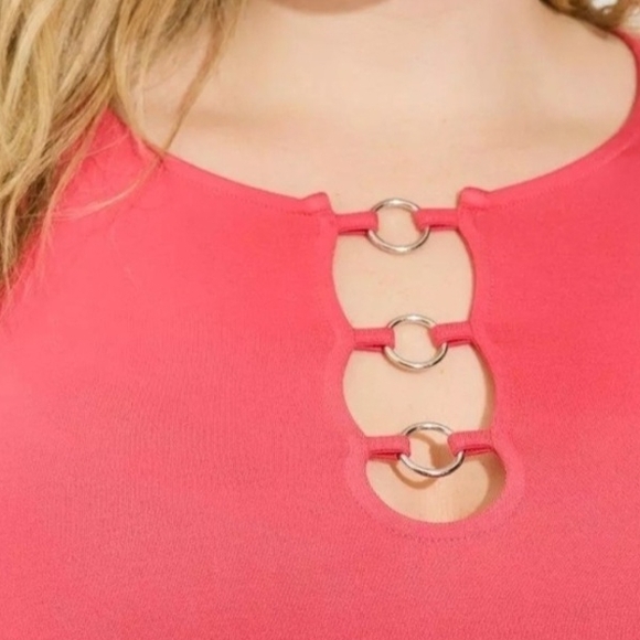 Torrid Soft Knit Women's Coral Top with Ring Detail - Picture 2 of 4